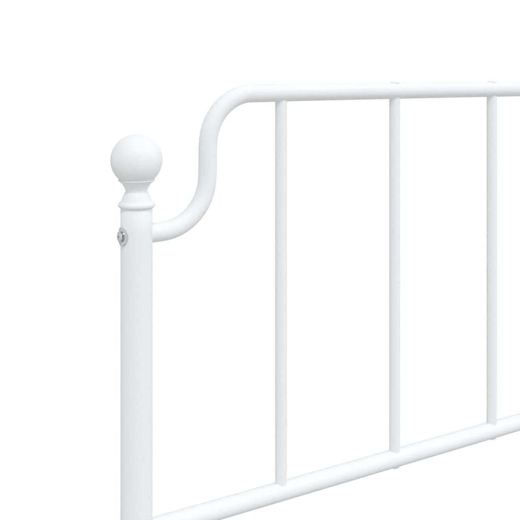 Metal Bed Frame without Mattress with Headboard White 100x200cm