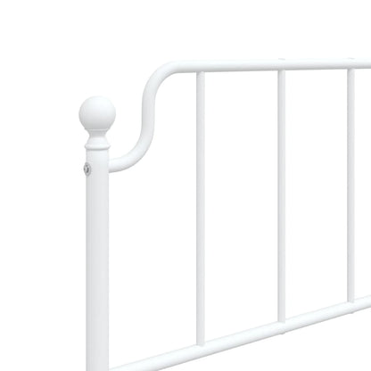 Metal Bed Frame without Mattress with Headboard White 107x203cm