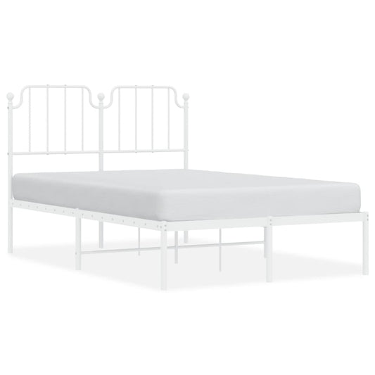 Metal Bed Frame without Mattress with Headboard White 120x190cm
