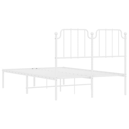 Metal Bed Frame without Mattress with Headboard White 120x190cm