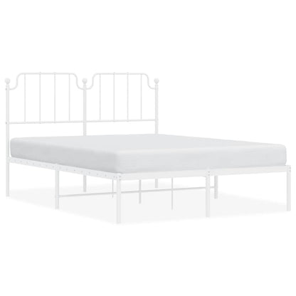 Metal Bed Frame without Mattress with Headboard White 135x190cm