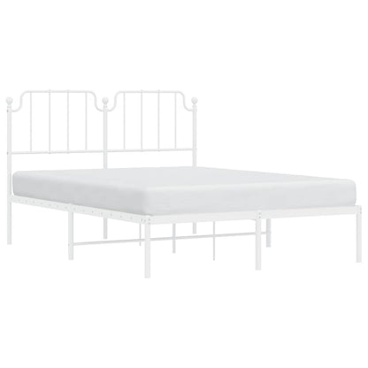 Metal Bed Frame without Mattress with Headboard White 135x190cm
