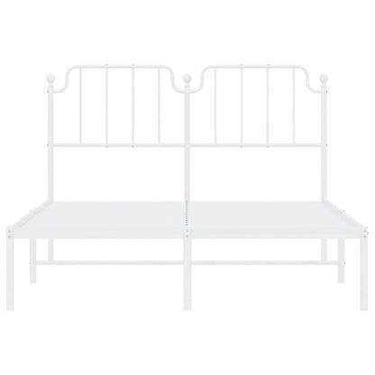 Metal Bed Frame without Mattress with Headboard White 135x190cm