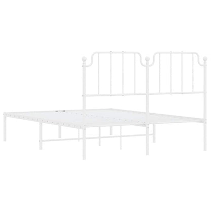 Metal Bed Frame without Mattress with Headboard White 135x190cm
