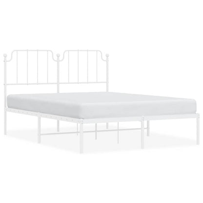 Metal Bed Frame without Mattress with Headboard White 150x200cm