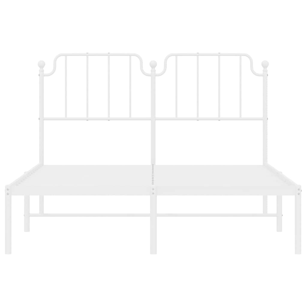 Metal Bed Frame without Mattress with Headboard White 150x200cm