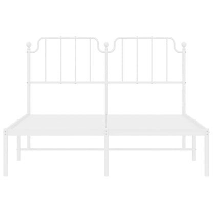 Metal Bed Frame without Mattress with Headboard White 150x200cm
