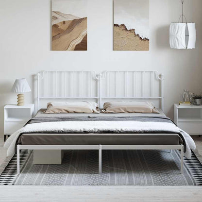 Metal Bed Frame without Mattress with Headboard White 193x203cm