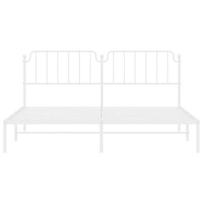 Metal Bed Frame without Mattress with Headboard White 193x203cm