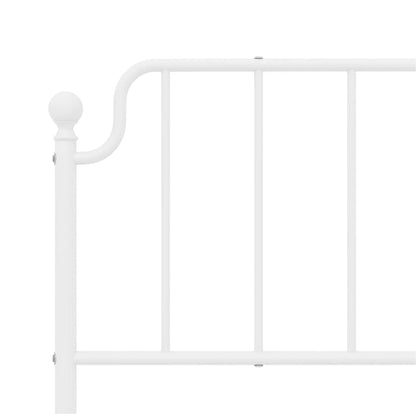 Metal Bed Frame without Mattress with Headboard White 193x203cm
