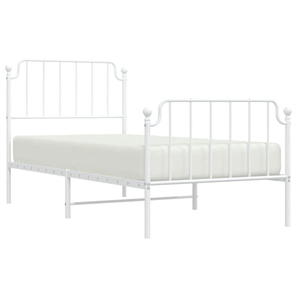 Metal Bed Frame without Mattress with Footboard White 90x200cm