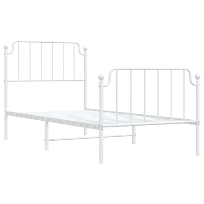 Metal Bed Frame without Mattress with Footboard White 90x200cm