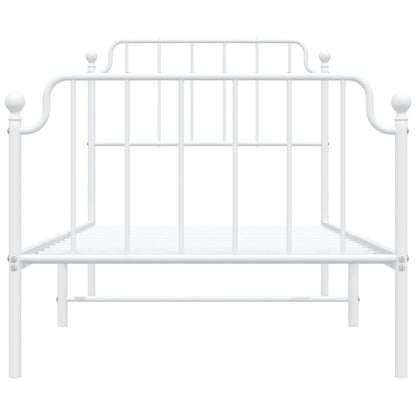 Metal Bed Frame without Mattress with Footboard White 90x200cm