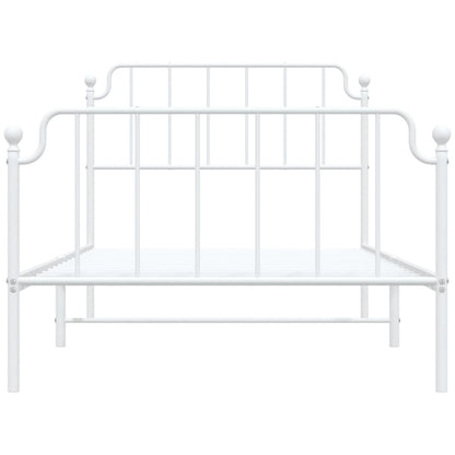 Metal Bed Frame without Mattress with Footboard White 107x203cm