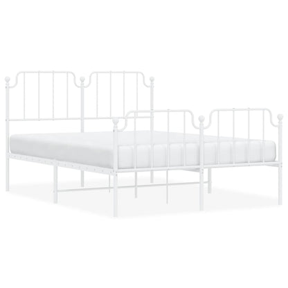 Metal Bed Frame without Mattress with Footboard White 135x190cm