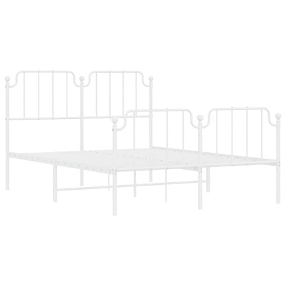 Metal Bed Frame without Mattress with Footboard White 135x190cm