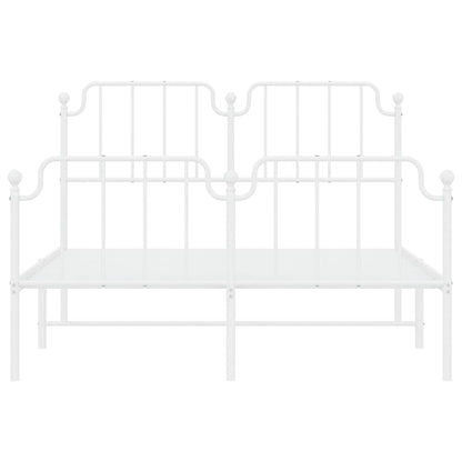 Metal Bed Frame without Mattress with Footboard White 135x190cm