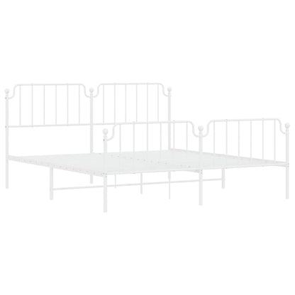 Metal Bed Frame without Mattress with Footboard White 183x213cm