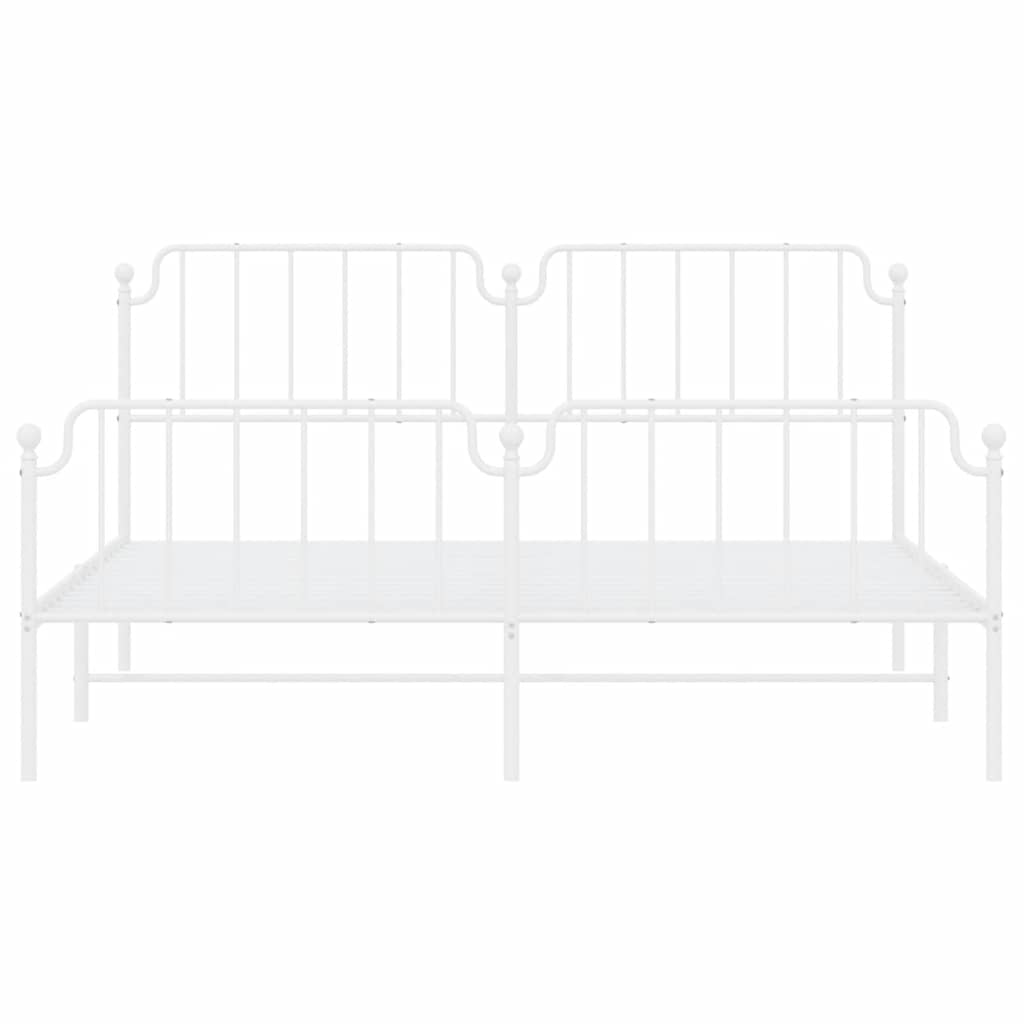 Metal Bed Frame without Mattress with Footboard White 183x213cm