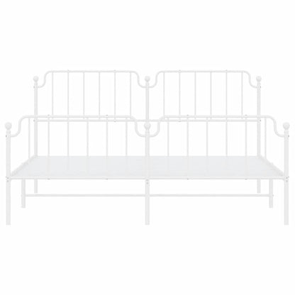 Metal Bed Frame without Mattress with Footboard White 183x213cm