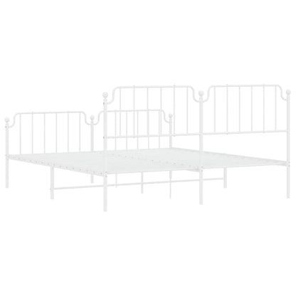 Metal Bed Frame without Mattress with Footboard White 183x213cm