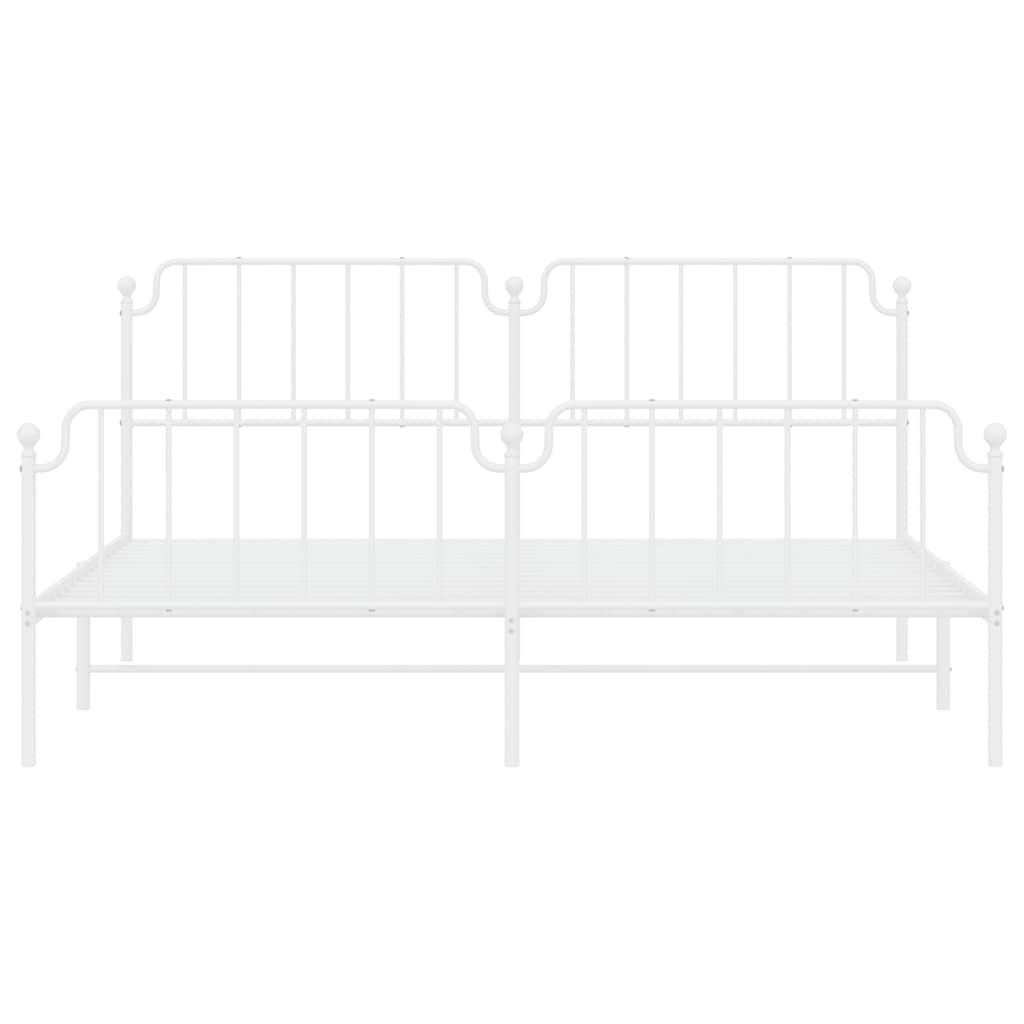 Metal Bed Frame without Mattress with Footboard White 193x203cm