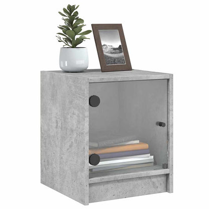 Bedside Cabinets with Glass Doors 2 pcs Concrete Grey 35x37x42 cm