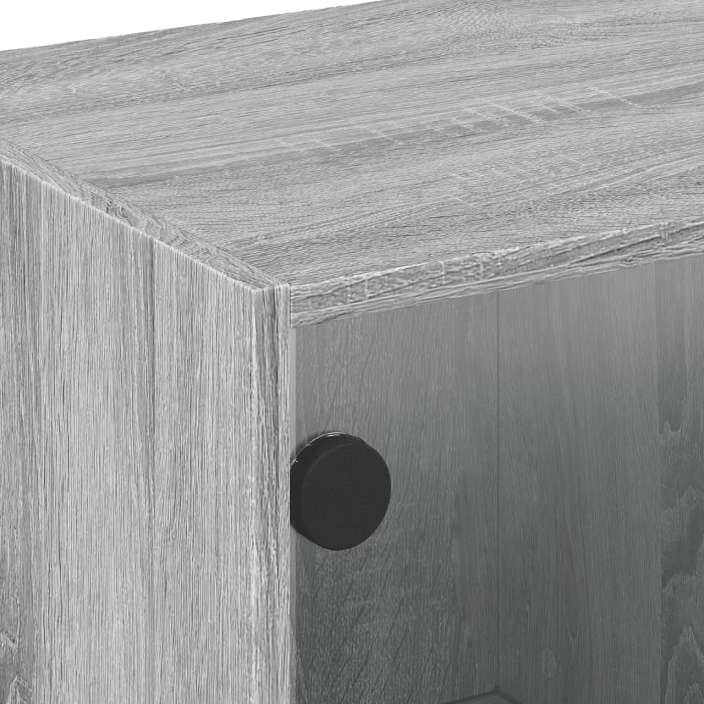 Coffee Table with Glass Doors Grey Sonoma 68x50x42 cm