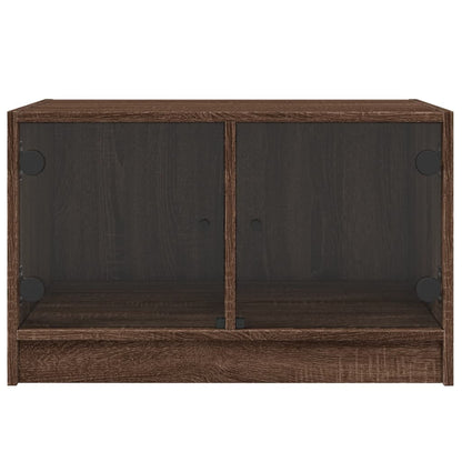 Coffee Table with Glass Doors Brown Oak 68x50x42 cm