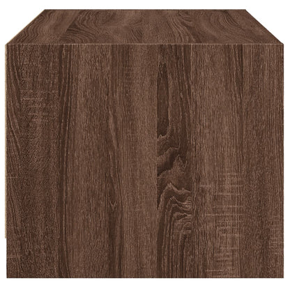 Coffee Table with Glass Doors Brown Oak 68x50x42 cm