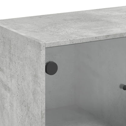 Side Cabinet with Glass Doors Concrete Grey 68x37x75,5 cm