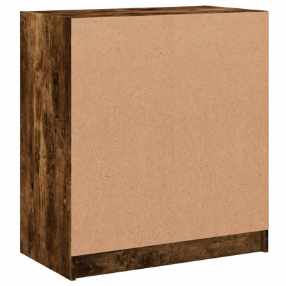Side Cabinet with Glass Doors Smoked Oak 68x37x75.5 cm