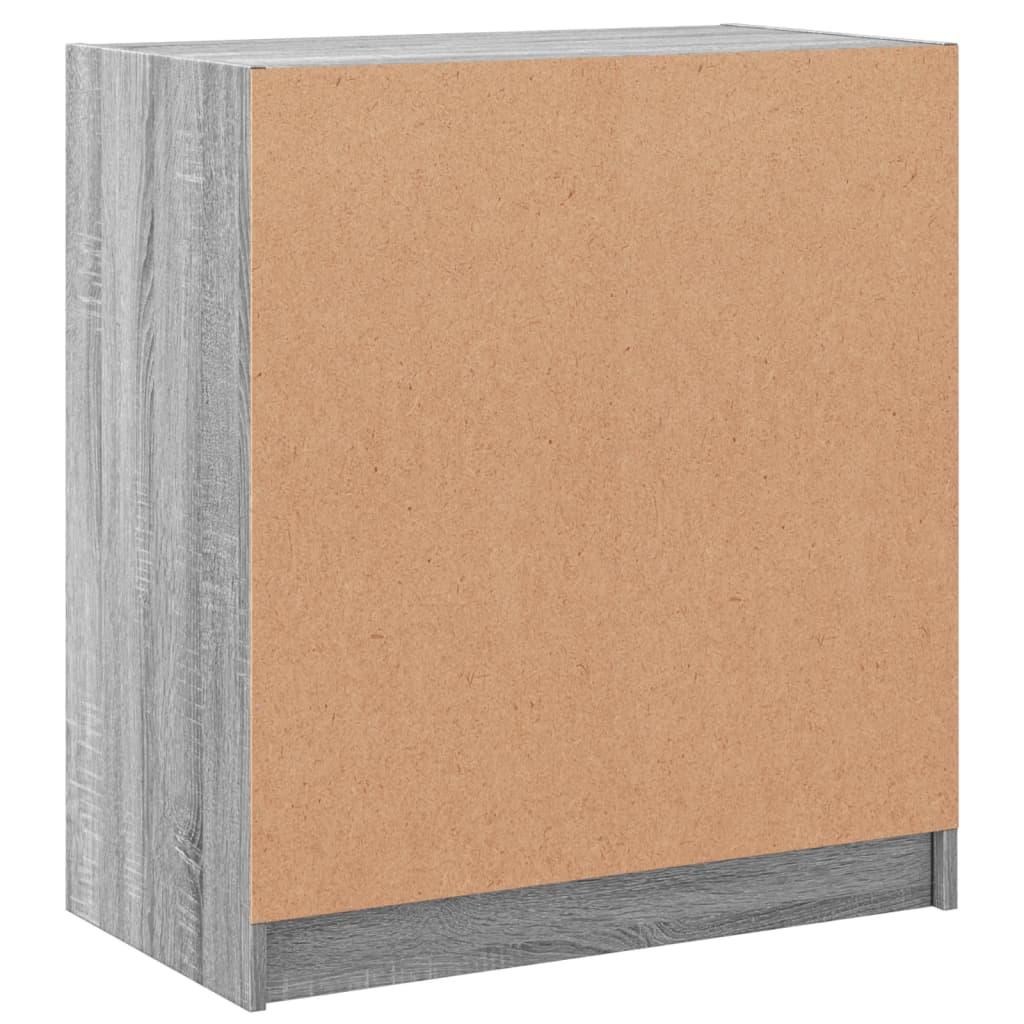 Side Cabinet with Glass Doors Grey Sonoma 68x37x75.5 cm