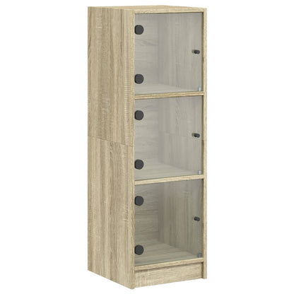 Highboard with Glass Doors Sonoma Oak 35x37x109 cm