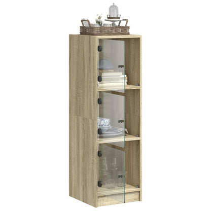 Highboard with Glass Doors Sonoma Oak 35x37x109 cm