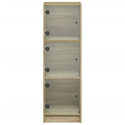 Highboard with Glass Doors Sonoma Oak 35x37x109 cm