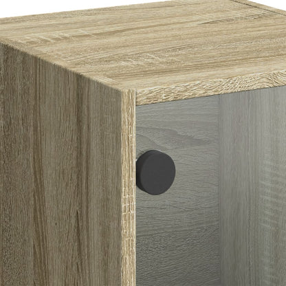 Highboard with Glass Doors Sonoma Oak 35x37x109 cm