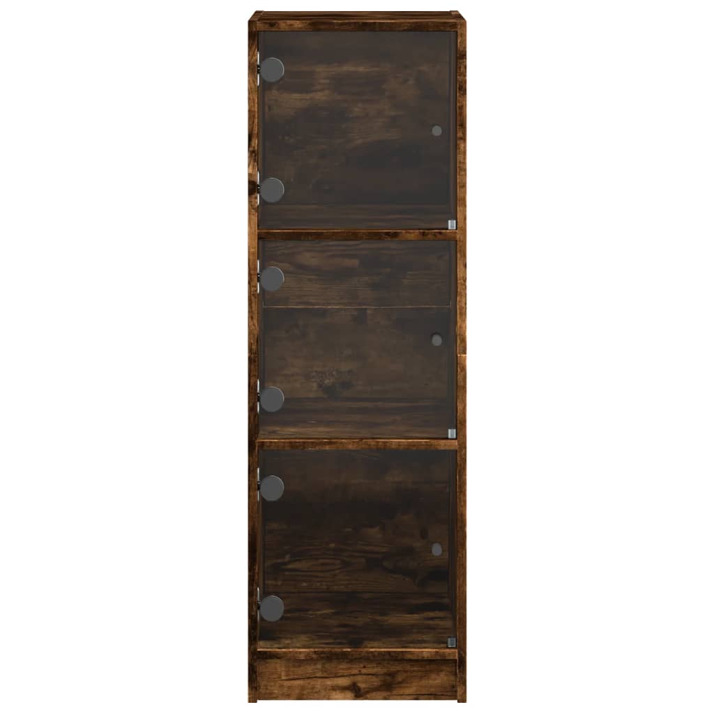 Highboard with Glass Doors Smoked Oak 35x37x109 cm