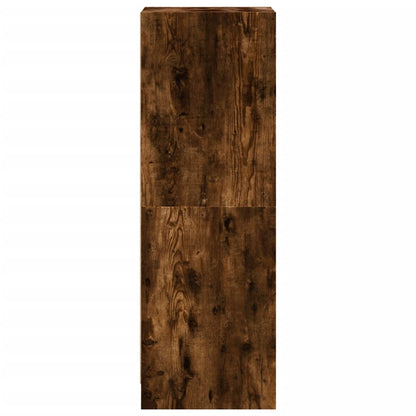 Highboard with Glass Doors Smoked Oak 35x37x109 cm