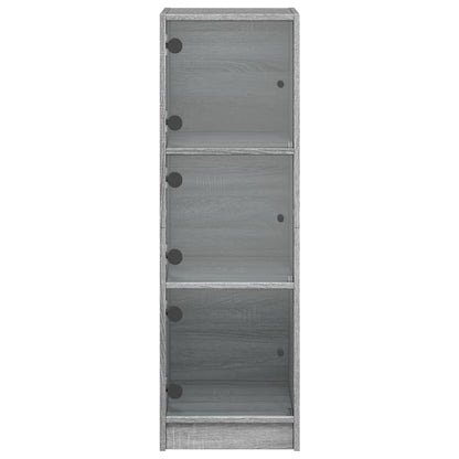 Highboard with Glass Doors Grey Sonoma 35x37x109 cm