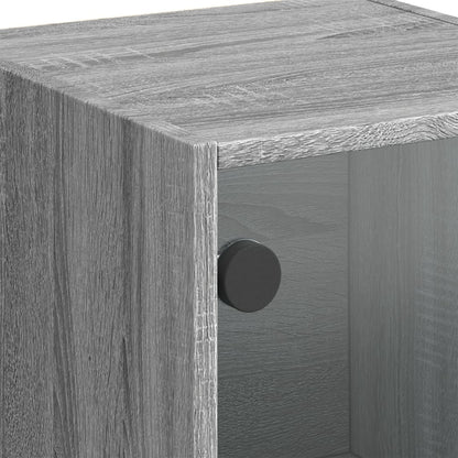 Highboard with Glass Doors Grey Sonoma 35x37x109 cm