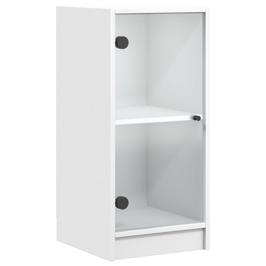 Side Cabinet with Glass Doors White 35x37x75,5 cm