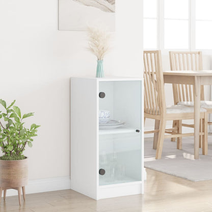 Side Cabinet with Glass Doors White 35x37x75,5 cm