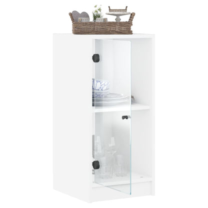 Side Cabinet with Glass Doors White 35x37x75,5 cm