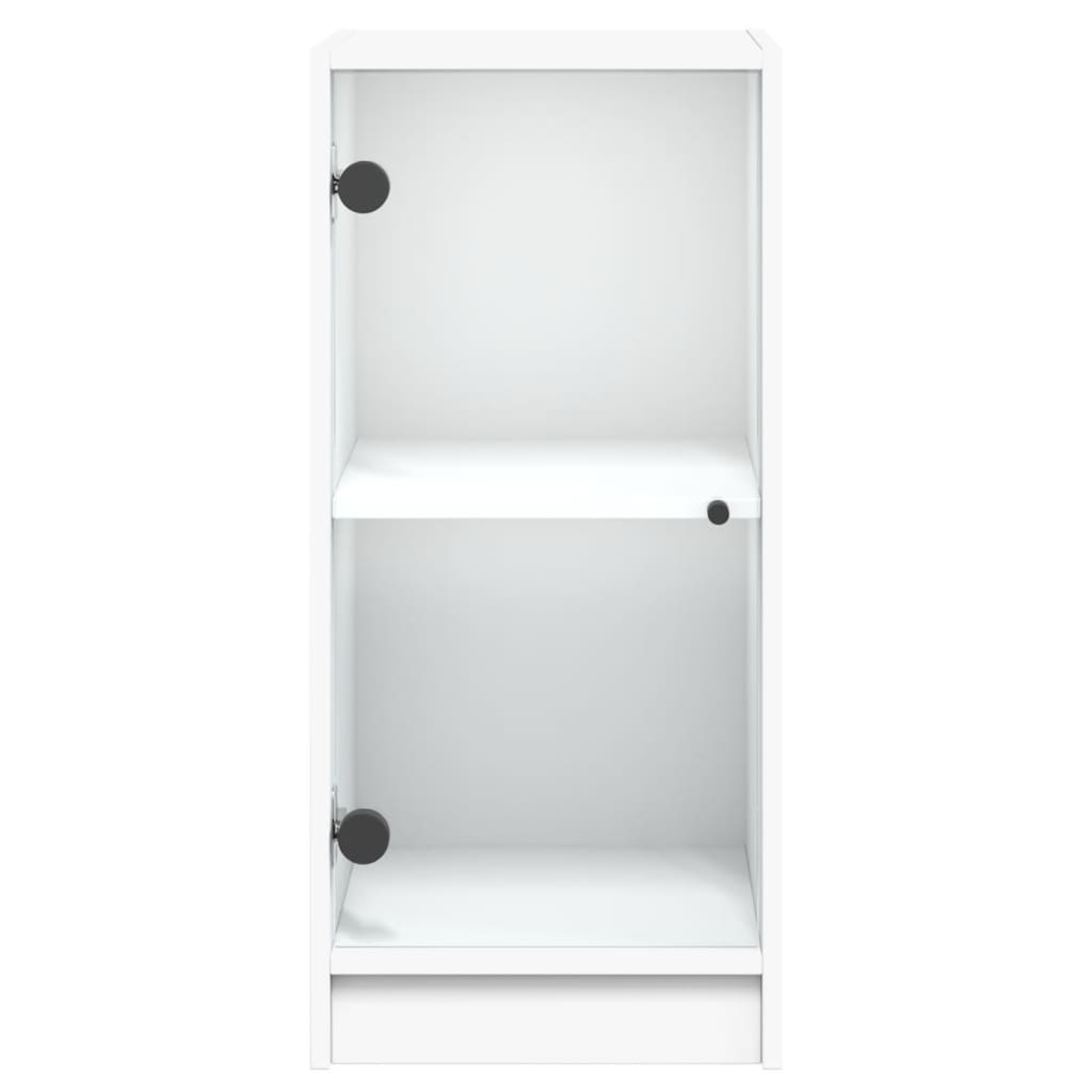Side Cabinet with Glass Doors White 35x37x75,5 cm