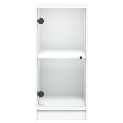 Side Cabinet with Glass Doors White 35x37x75,5 cm