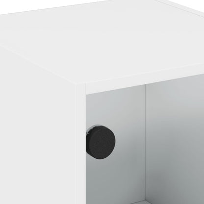 Side Cabinet with Glass Doors White 35x37x75,5 cm