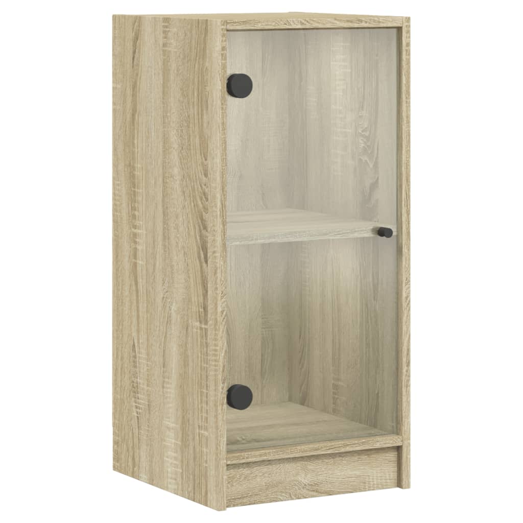 Side Cabinet with Glass Doors Sonoma Oak 35x37x75,5 cm