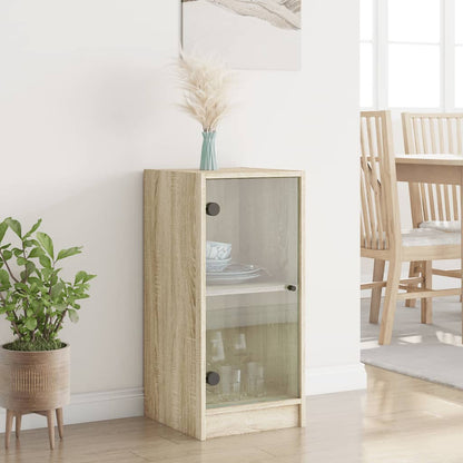 Side Cabinet with Glass Doors Sonoma Oak 35x37x75,5 cm