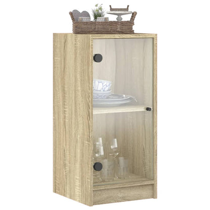 Side Cabinet with Glass Doors Sonoma Oak 35x37x75,5 cm